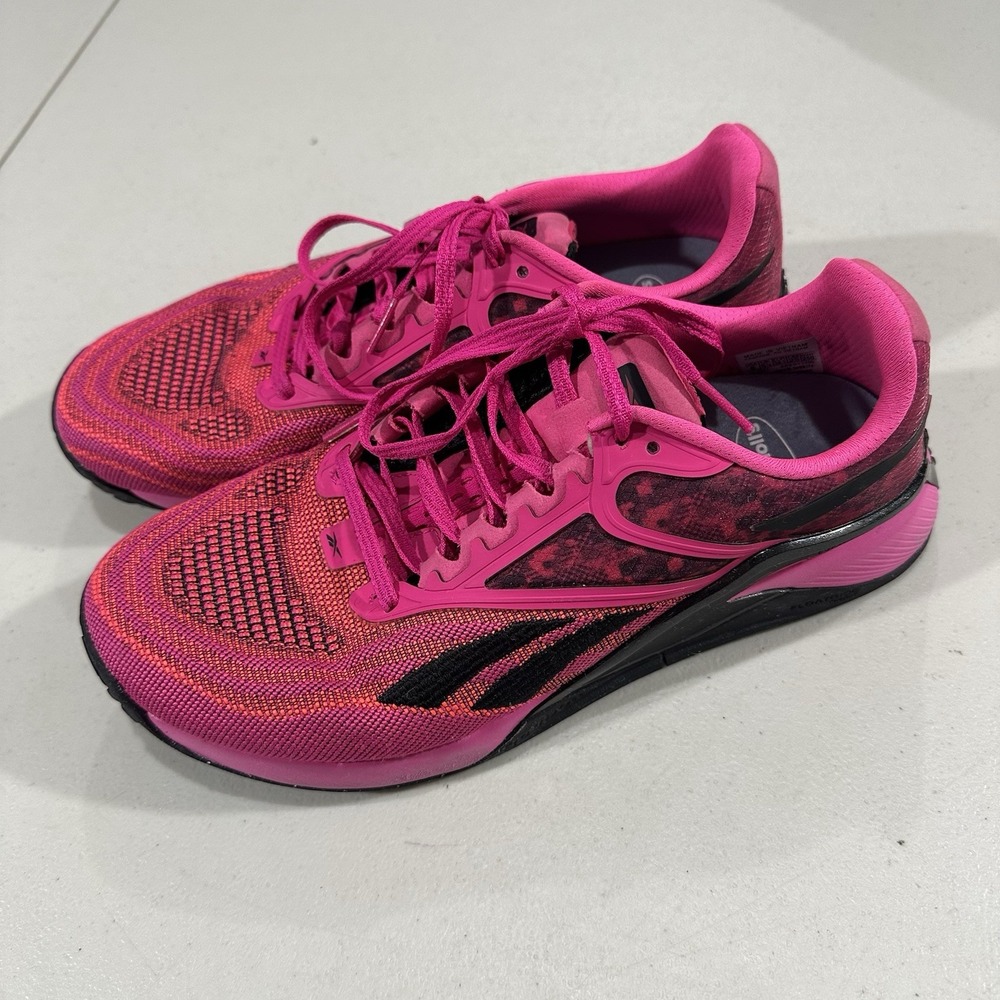 Reebok Nano X2 GY2295 Womens US 8 Running Shoes Pink Black Athletic Sneakers